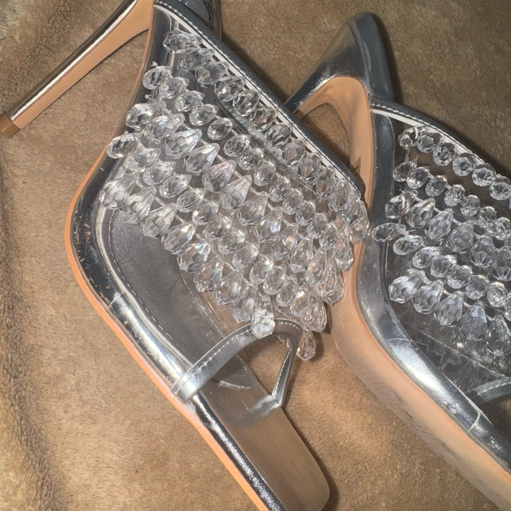 Crystals That Kiss the Light Size 8 Silver Stilettos